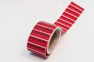 Пломбировочная наклейка 22х66 мм. Цвет Красный ( Не оставляющая след на поверхности)